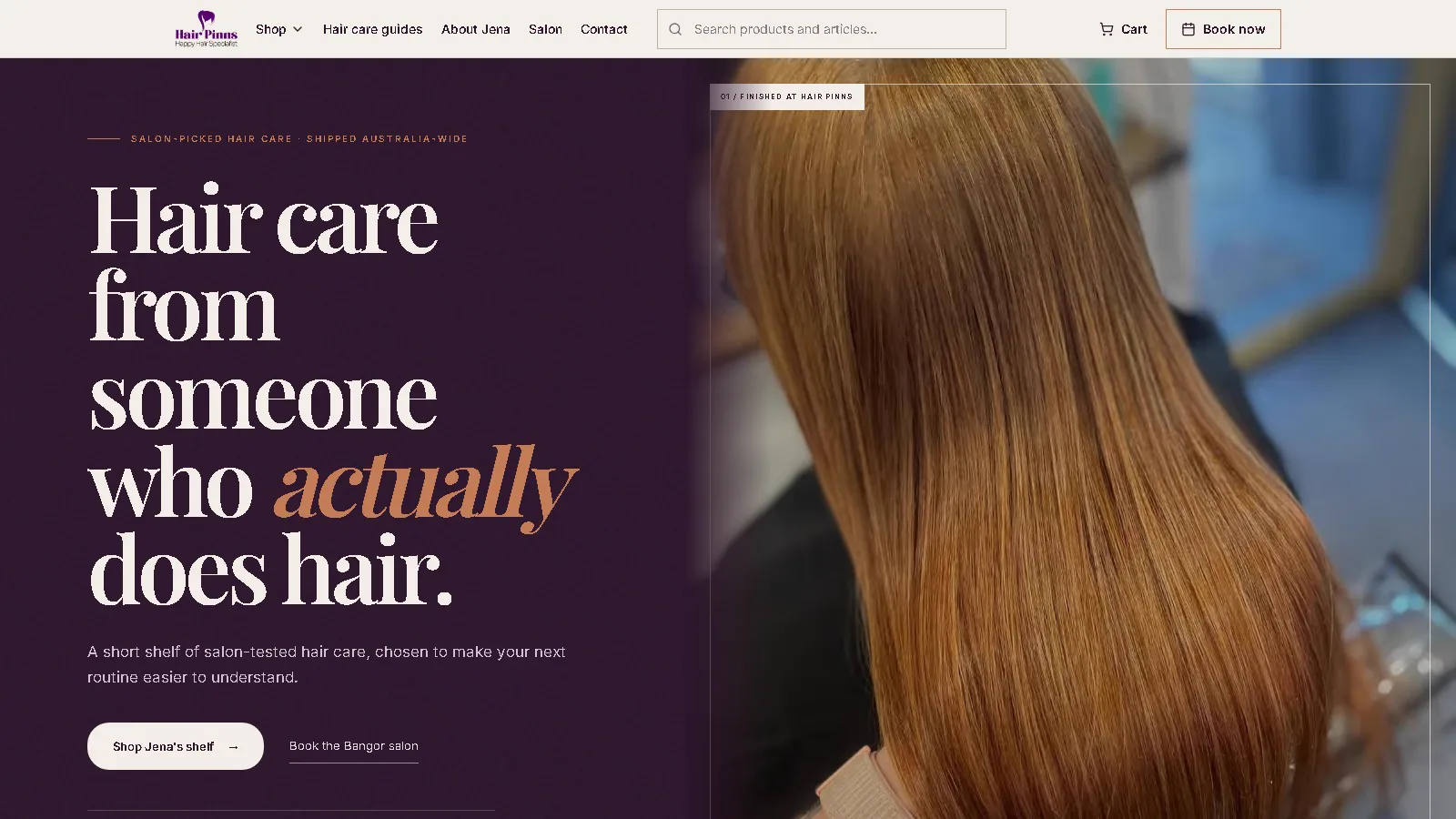 Hair Pinns salon website designed around bookings and local search